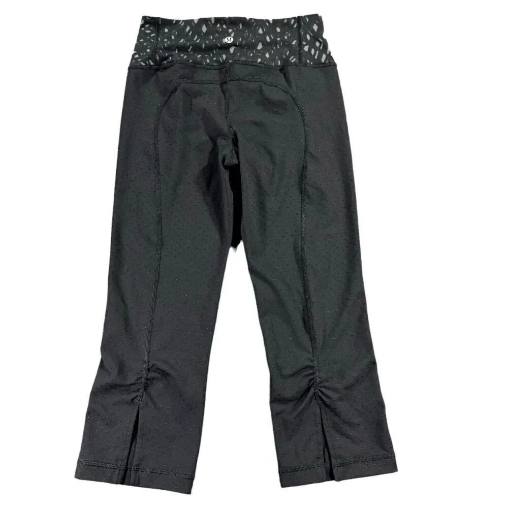 Lululemon Leggings Womens 2 Black Gather Crow Crop II Shine Dot Black Activewear